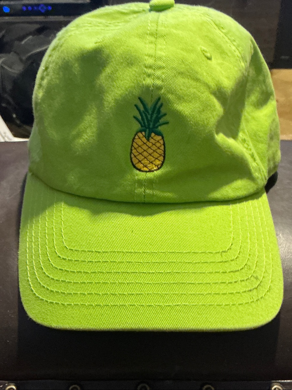 Neon Green Pineapple Embroidered Baseball Cap
